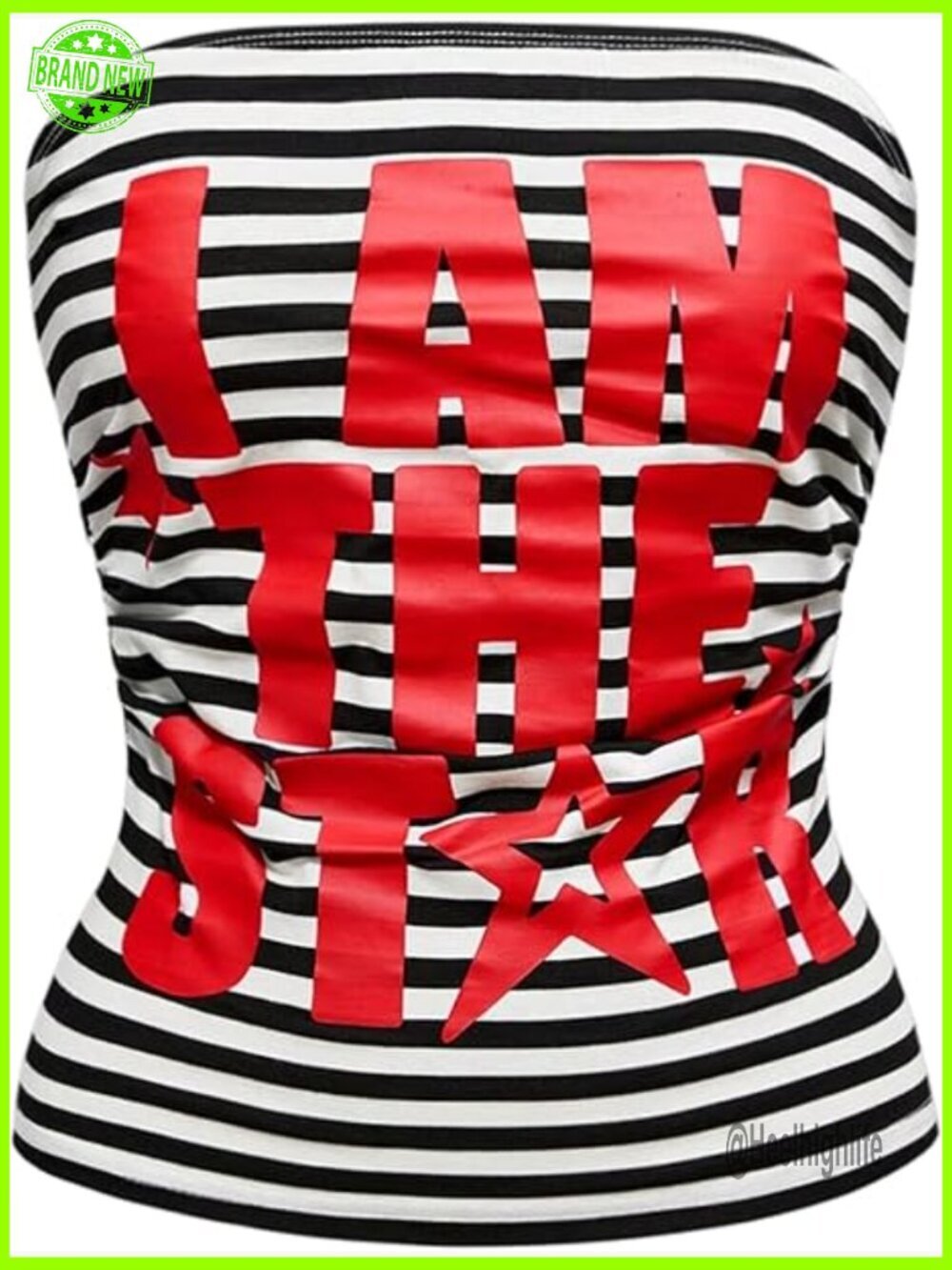Y2K Striped Graphic Tube Top Strapless Fitted Bandeau Crop Top Street Wear